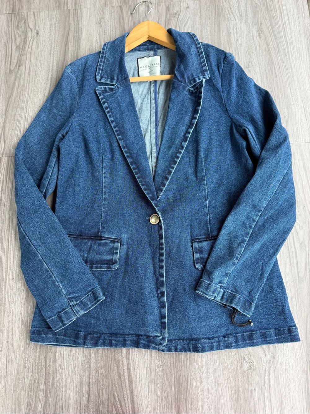 Bagatelle Collection Women's Sz Medium Denim Blazer Stretch Jean Jacket